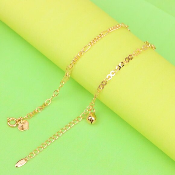 "Rose Gold Anklet with Floral & Charm Accents, XPAL1059 - Picture 6 of 12